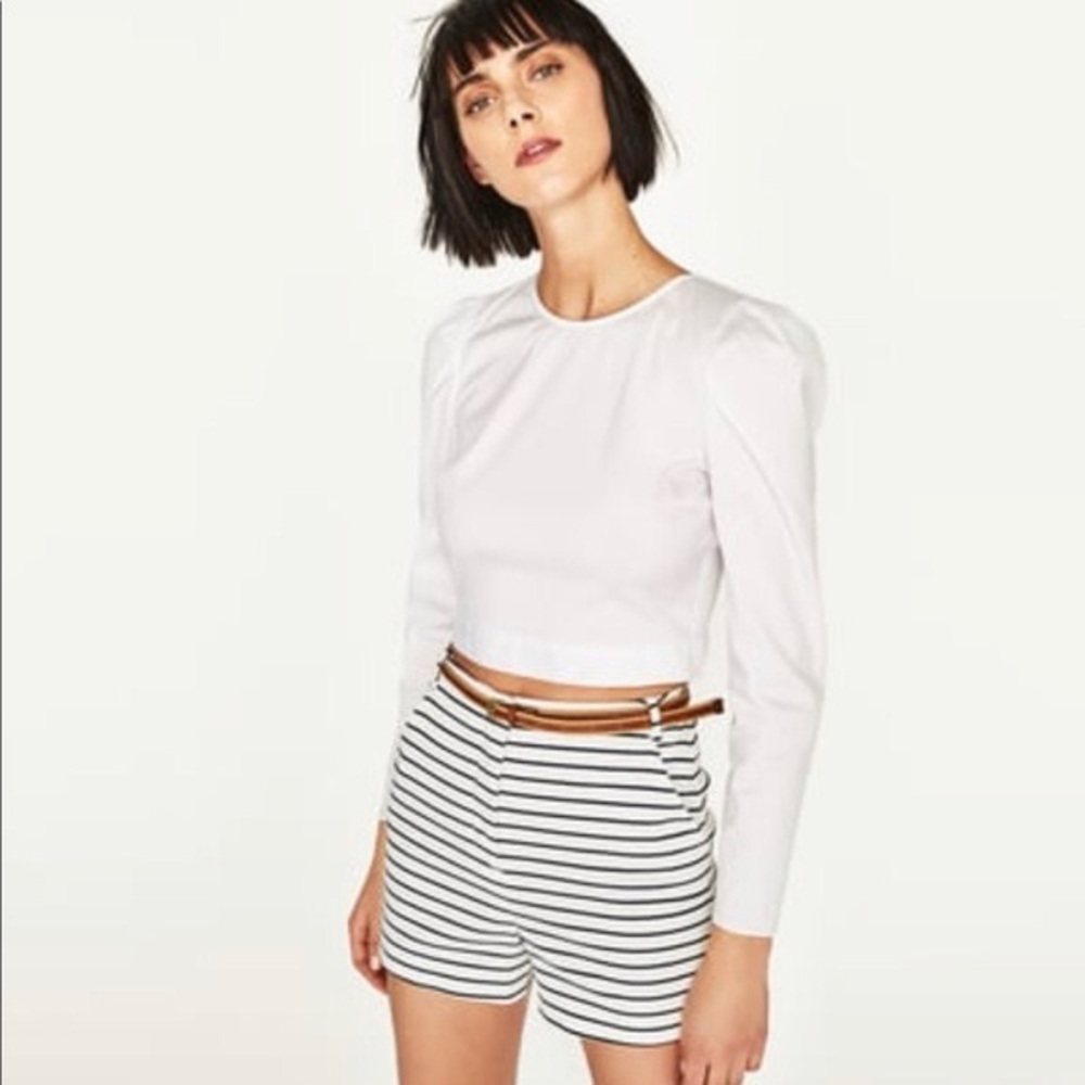 Zara white long sleeve top Medium